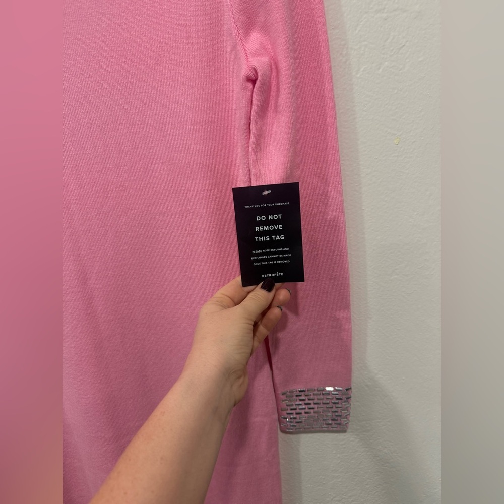 NWT Retrofete Monroe Embellished Knit Dress in Peony Pink size Medium - Picture 15 of 15